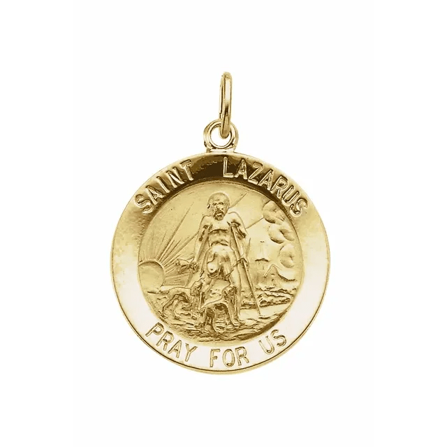 14K Yellow 12 mm Round St. Lazarus Medal