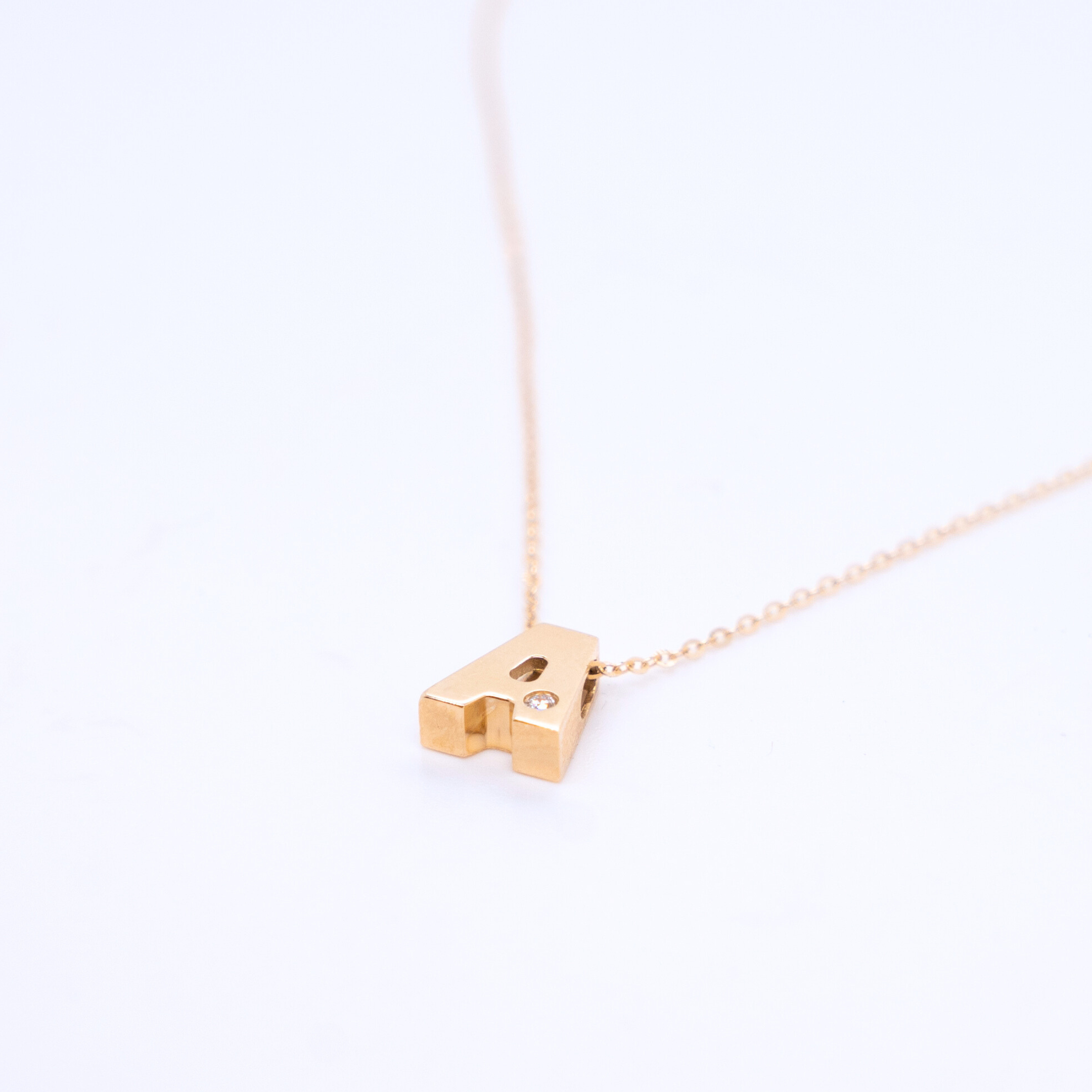 Signature Letter Charm Necklace - With Diamond