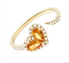 Yellow Gold Fashion Pear Prong Citrine Ring (Heart Shape Fashion Ring With Citrine W/ Dia