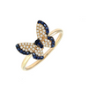 Yellow Gold Fashion Round Micro Pave Sapphire Ring (Sapphire And Diamond Butterfly Ring (14k