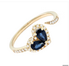 Yellow Gold Fashion Pear Prong Sapphire Ring (Heart Shape Fashion Ring With Sapphire & Dia.14k)