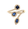 Yellow Gold Fashion Pear Prong Sapphire Ring (Sapphire And Diamond Ring (14k Yg))