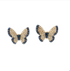 Yellow Gold Fashion Pave Sapphire Earring (Sapphire And Diamond Butterfly Earrings (14k
