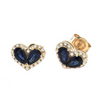 Yellow Gold Fashion Pear Prong Sapphire Earring (Sapphire Heart Shape Earring W/ Diamonds (14k