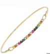 Yellow Gold Rainbow|bar Round Prong Multi-Gem Bangle (14k Gg, Ruby, Blue, Orange, Yellow Sapp Bangle)