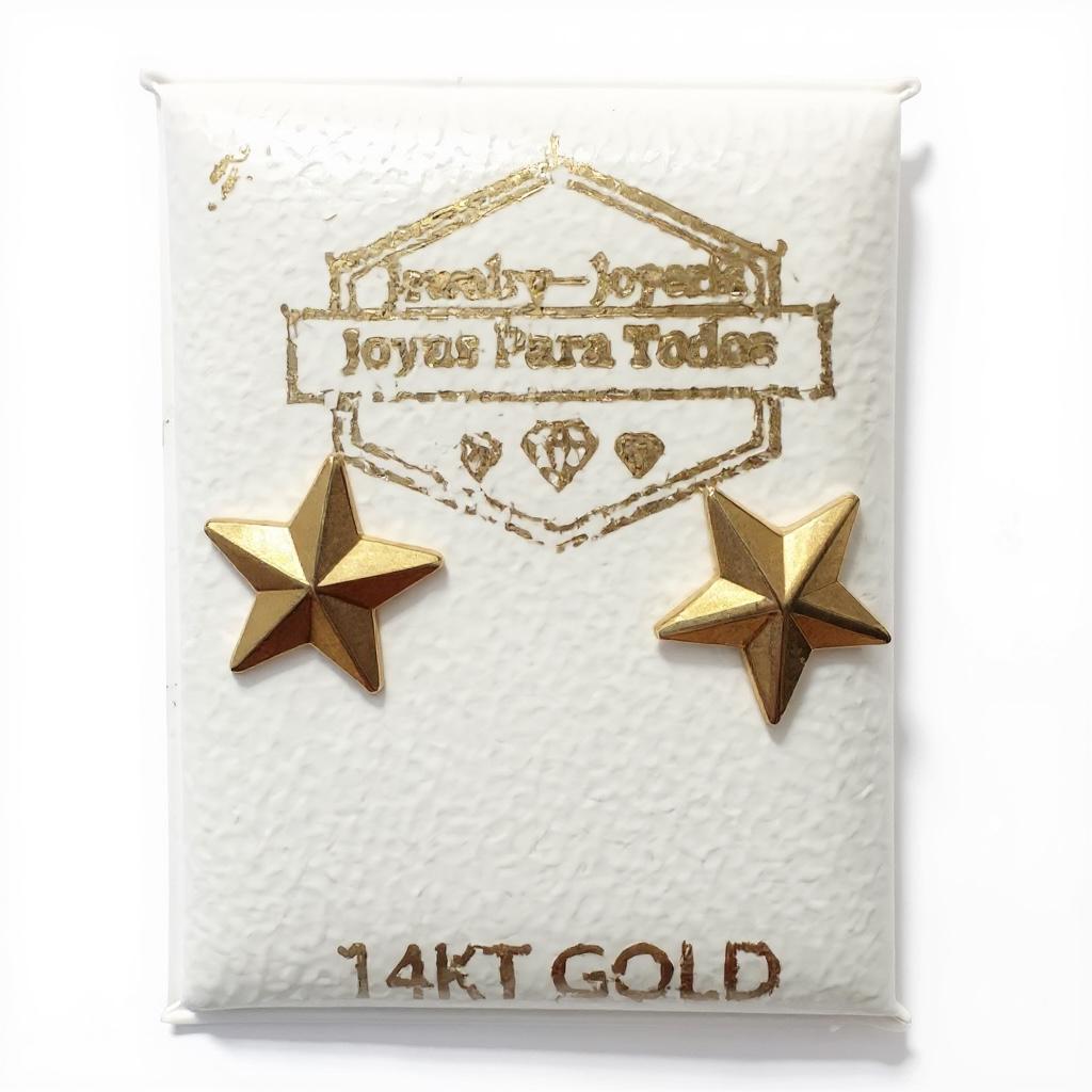 Aretes de Estrella en Oro Sólido 14K - Hechos en España