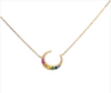 Yellow Gold Rainbow Multi-Gem Necklace (Gg, Ruby, Orange, Pink,Yellow, Blue Sapp Necklace