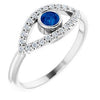 14K White Blue Sapphire & White Sapphire Evil Eye Ring