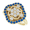 14K Yellow Blue Sapphire & 1/3 CTW Diamond Ring