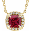 14K Yellow 3x3 mm Square Ruby & .05 CTW Diamond 18" Necklace