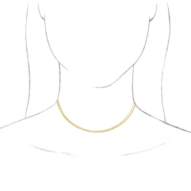 14K Yellow 3-Strand Bead Chain 13-16" Choker