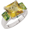 Lime Quartz, Peridot & Chrome Diopside Ring